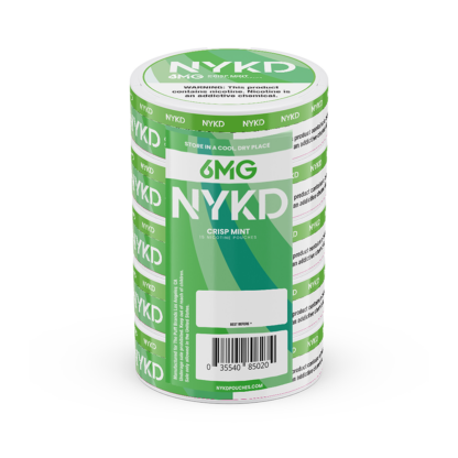 NYKD Pouches (DSPLY 5pc)(Nic Pouch)(20ct Can) - Qty per pack 1 Crisp Mint 06mg (SAS)