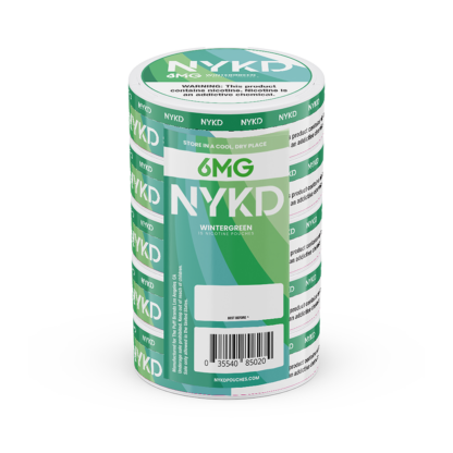 NYKD Pouches (DSPLY 5pc)(Nic Pouch)(20ct Can) - Qty per pack 1 Wintergreen 06mg (SAS)