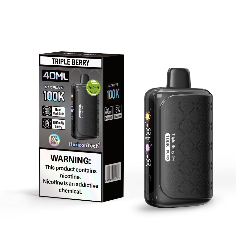 Horizon 100K (Dispo)(100000Puff)(40mL) - Qty per pack 5 Triple Berry 50mg