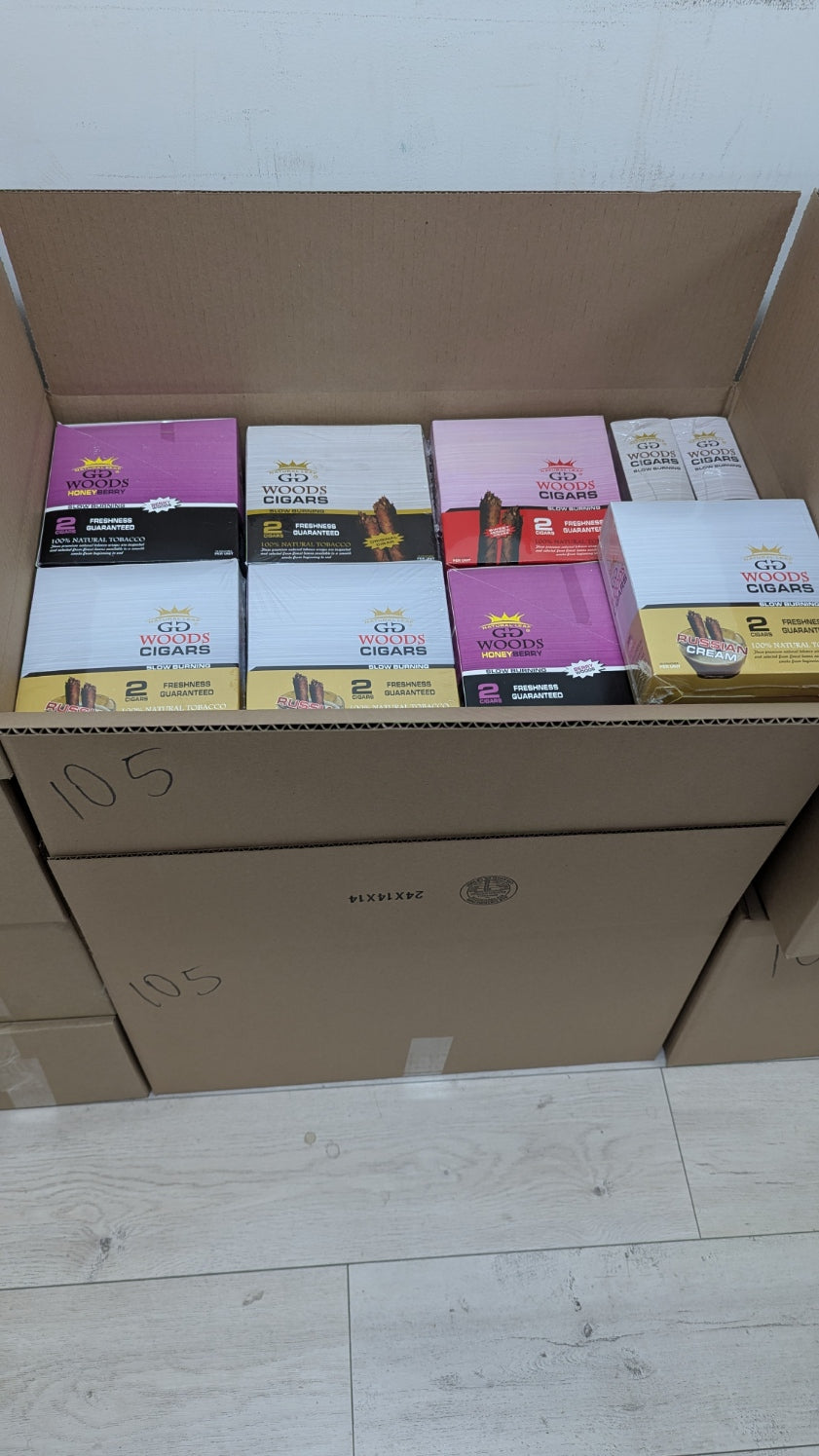 GG Wood 2 Cigar - 675 retail packs - $0.22 per pack (15 pouches per box / 5 Flavors / 45 box's per Case)