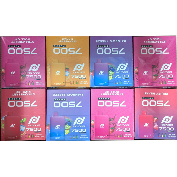 POD Pocket 7500Puff - 240 retail units - $1 per unit - 10 per pack / 24 pack per case