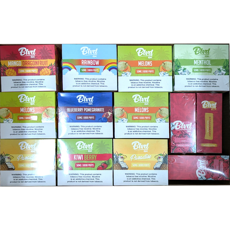 BLVD 6K 6000Puff - 220 retail units - $0.68 per unit - 10 per pack / 22 pack per case