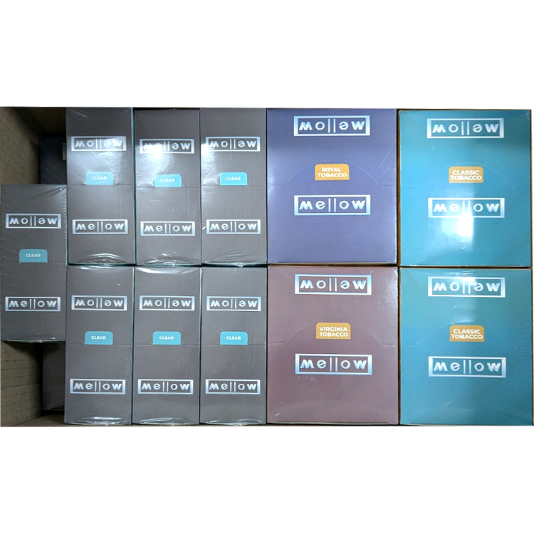 Mellow 6K 6000Puff Tobacco & Clear (10x10 & 9x5 packs)  - 145 retail units - $1 per unit - 10 & 5 per pack / 19 pack per case
