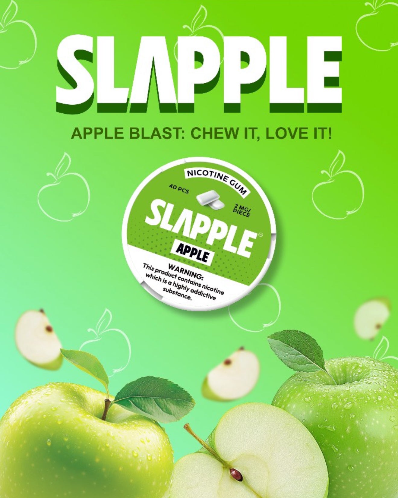 Slapple (DSPLY 5pc)(Nic Gum)(40ct Can)(SAS)  -  Qty per pack 1