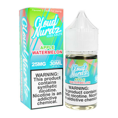 Cloud Nurdz (LIQ Salt)(30mL) TF-Nic  -  Qty per pack 1 Watermelon Apple Iced 25mg