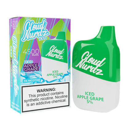 Cloud Nurdz (Dispo) (4500Puff) 5% (12mL)  -  Qty per pack 10 Apple Grape Iced 50mg