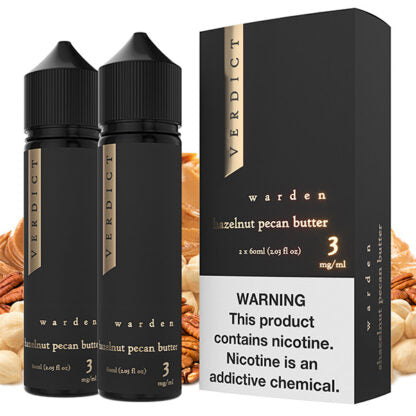 Verdict (LIQ FB)(120mL; 60mL x2)  -  Qty per pack 1 Warden (Hazelnut Pecan Butter) 00mg