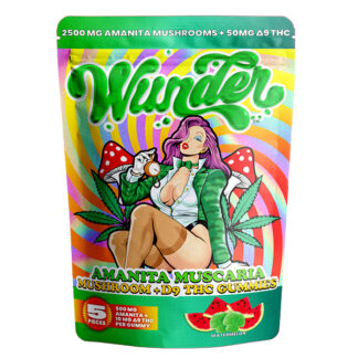 Wunder (Shroom)(Gummies)(2500mg 5ct Pouch) + D9 THC  -  Qty per pack 1 Watermelon