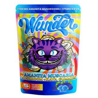 Wunder (Shroom)(Gummies)(2500mg Shrm + 375mg Kava 5ct Pouch) + Kava  -  Qty per pack 1 Blue Razz