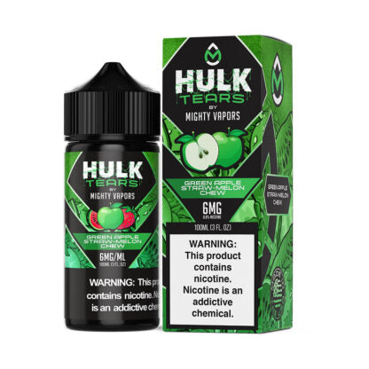 Mighty Vapors (LIQ FB)(100mL) Hulk Tears  -  Qty per pack 1 Green Apple Straw-Melon Chew 06mg