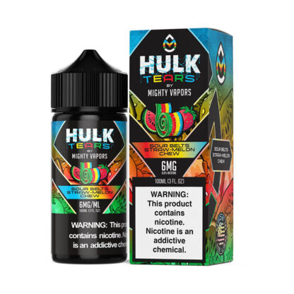 Mighty Vapors (LIQ FB)(100mL) Hulk Tears  -  Qty per pack 1 Sour Belts Straw-Melon Chew 06mg