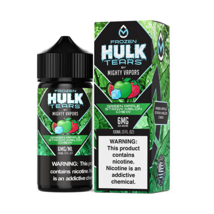 Mighty Vapors (LIQ FB)(100mL) Hulk Tears  -  Qty per pack 1 Frozen Green Apple Straw-Melon Chew 06mg