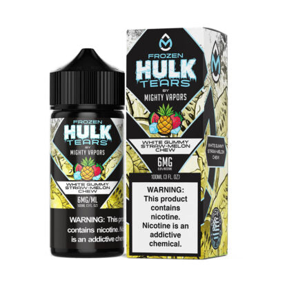 Mighty Vapors (LIQ FB)(100mL) Hulk Tears  -  Qty per pack 1 Frozen White Gummy Straw-Melon Chew 06mg