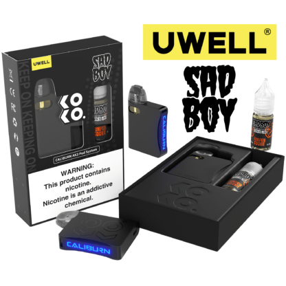 Uwell Caliburn AK3 (Kit PS) + Daddy's Vapor (LIQ Salt)(10mL)  -  Qty per pack 1 Kit Color: Black - Flavor: Pumpkin Cookie 50mg