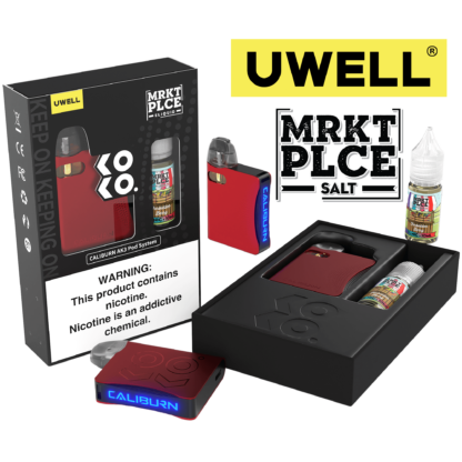 Uwell Caliburn AK3 (Kit PS) + Daddy's Vapor (LIQ Salt)(10mL)  -  Qty per pack 1 Kit Color: Red - Flavor: Forbidden Berry 50mg