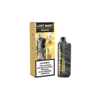 Lost Mary MO5000 (Dispo) (5000Puff)(10mL) Black Edt.  -  Qty per pack 5 Sour Gami Mint 40-50mg