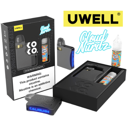 Uwell Caliburn AK3 (Kit PS) + Daddy's Vapor (LIQ Salt)(10mL)  -  Qty per pack 1 Kit Color: Grey Flavor: Blue Raspberry Peach