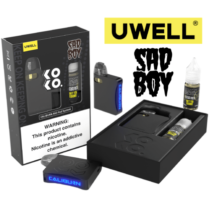 Uwell Caliburn AK3 (Kit PS) + Daddy's Vapor (LIQ Salt)(10mL)  -  Qty per pack 1 Kit Color: Black Flavor: Butter Cookie