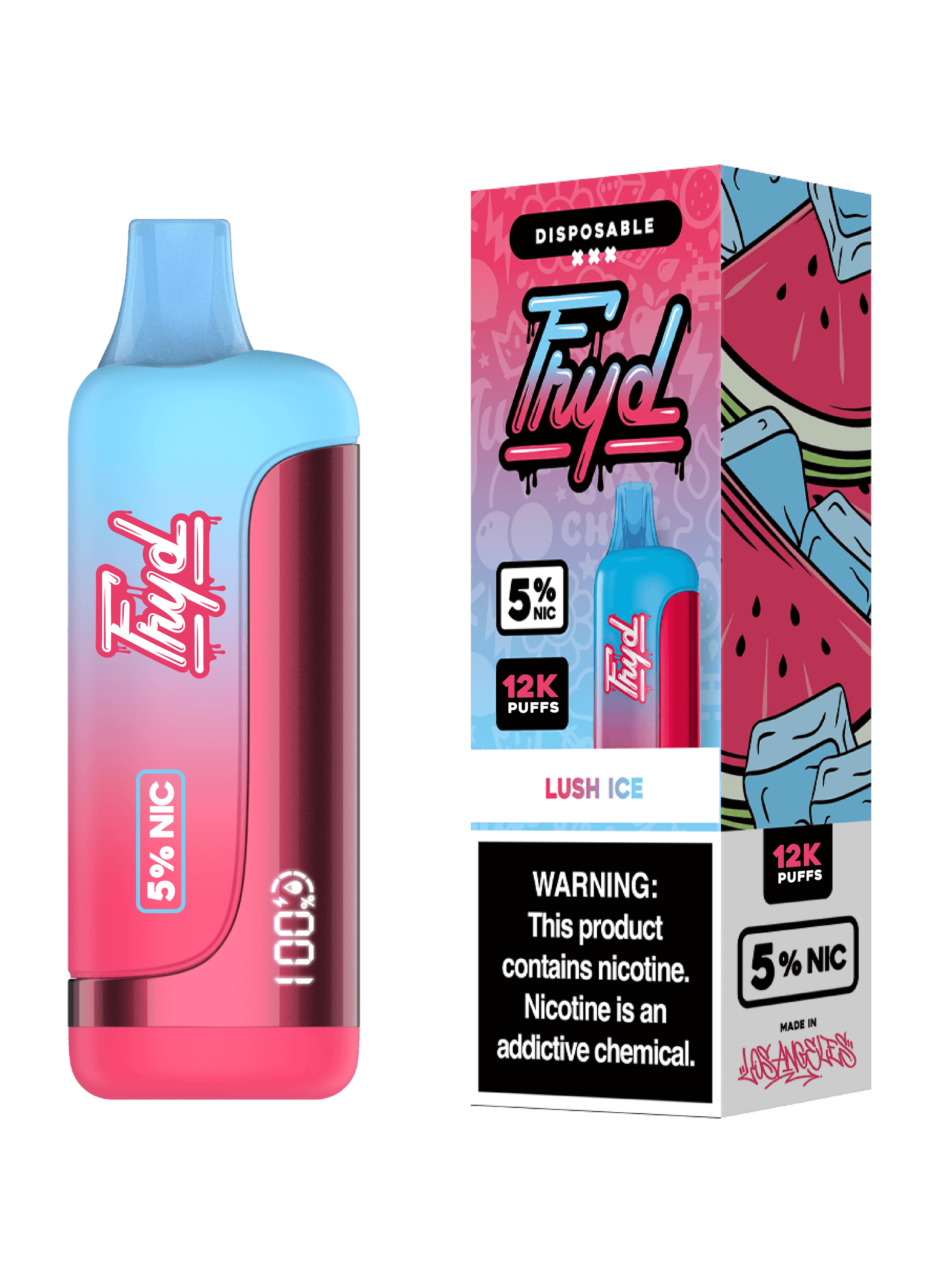 FRYD (Dispo) (12000Puff)(17mL)  -  Qty per pack 5 Lush Ice 50mg