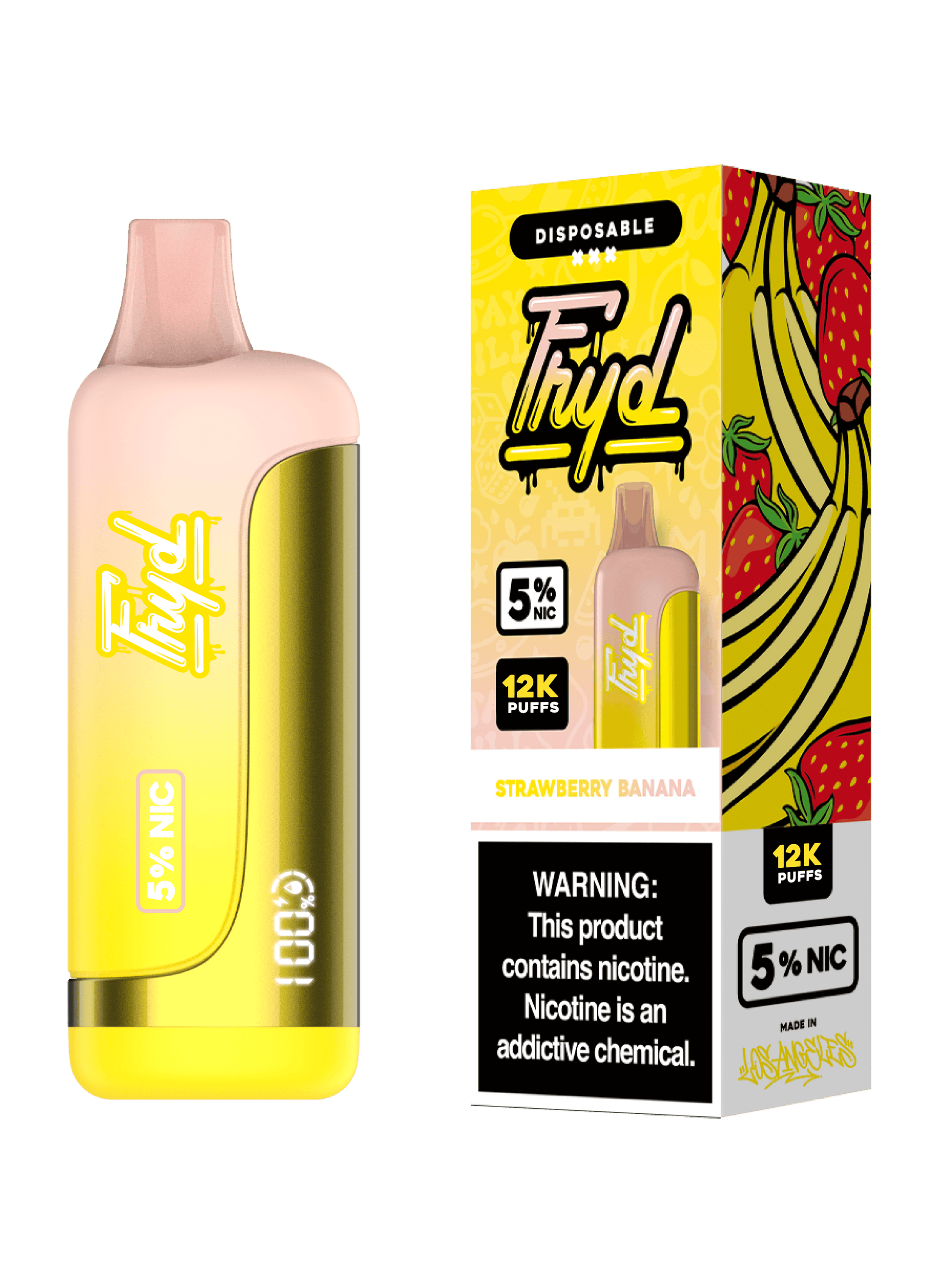 FRYD (Dispo) (12000Puff)(17mL)  -  Qty per pack 5 Strawberry Banana 50mg