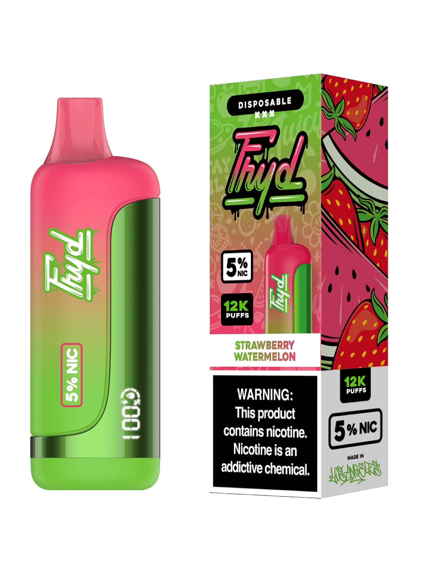 FRYD (Dispo) (12000Puff)(17mL)  -  Qty per pack 5 Strawberry Watermelon 50mg