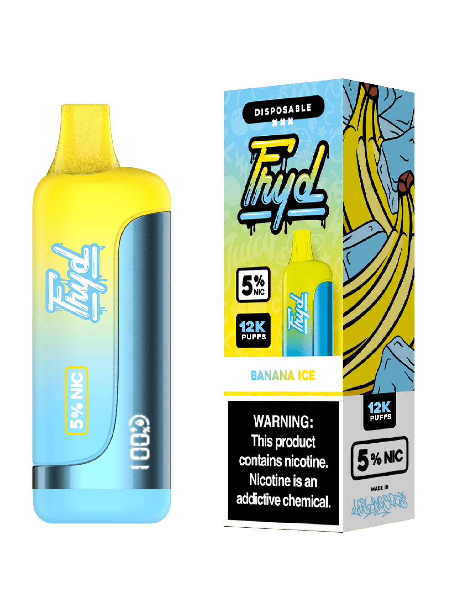 FRYD (Dispo) (12000Puff)(17mL)  -  Qty per pack 5 Banana Ice 50mg