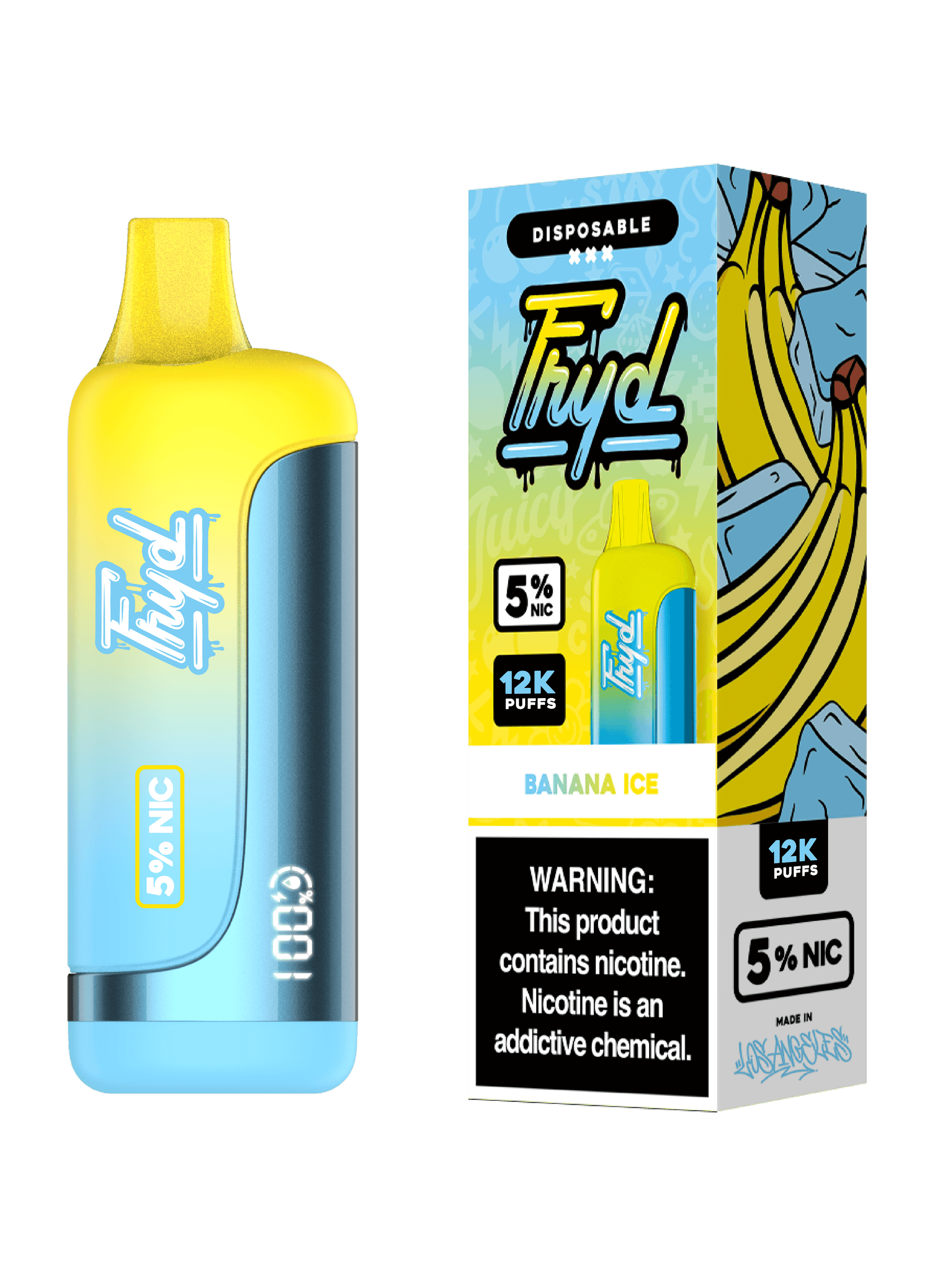 FRYD (Dispo) (12000Puff)(17mL)  -  Qty per pack 5 Banana Ice 50mg