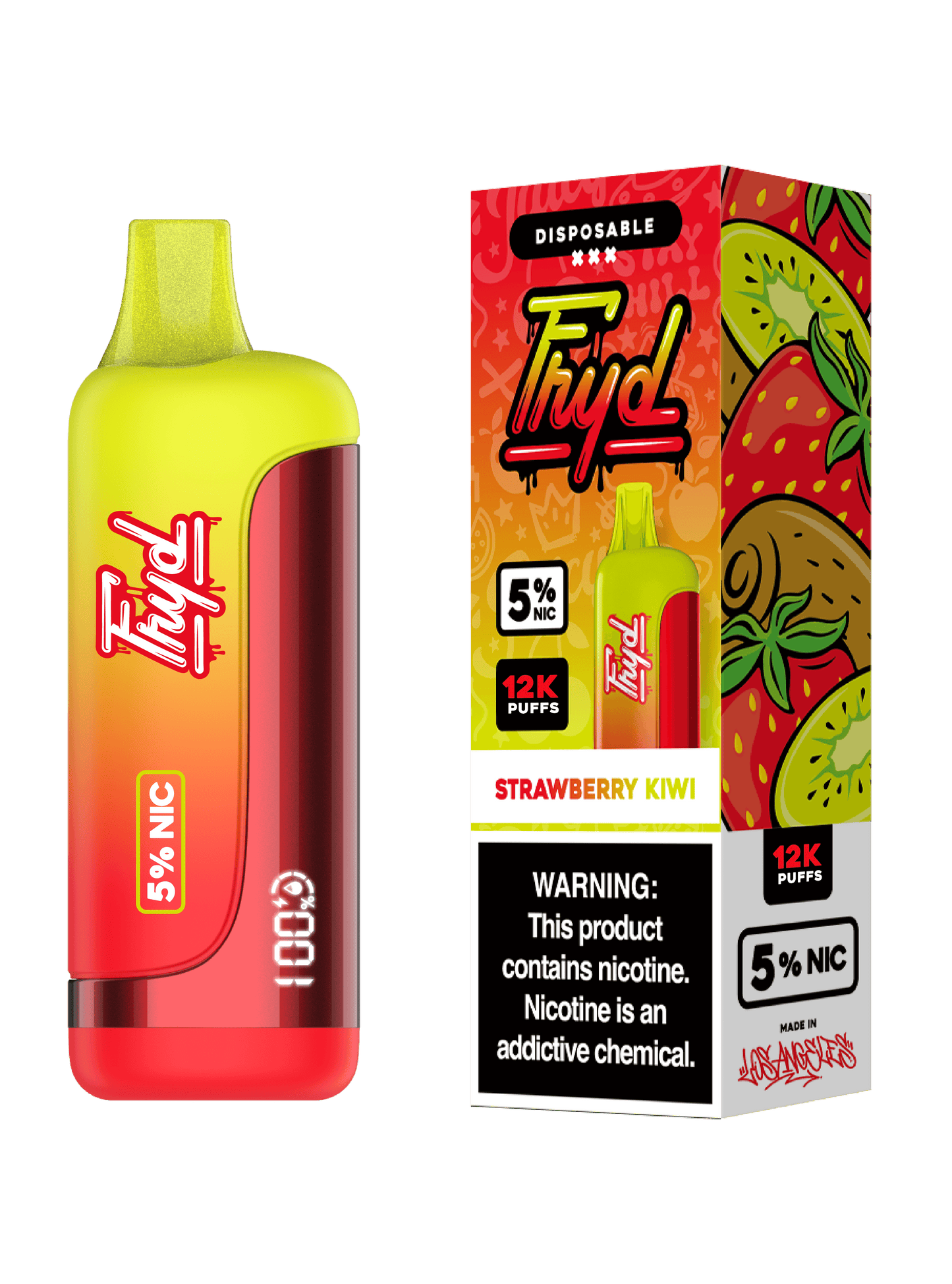 FRYD (Dispo) (12000Puff)(17mL)  -  Qty per pack 5 Strawberry Kiwi 50mg