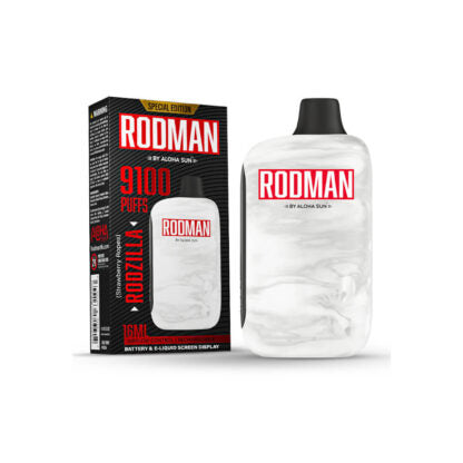 Aloha Sun Rodman (Dispo) (9100Puff)(16mL)  -  Qty per pack 10 Rodzilla (Strawberry Ropes) 50mg