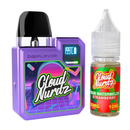 Geekvape (Collab Bundle) Digi-Q (Kit PS) + Daddy's Vapor (LIQ Salt)(10mL)  -  Qty per pack 1 Color: Purple - Flavor: Sour Watermelon Strawberry 50mg