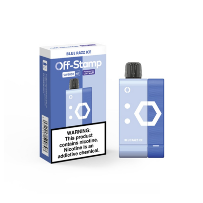 Off Stamp (Dispo KIT)(50mg 9000Puff 13mL) SW9000 Dispo + Power Dock  -  Qty per pack 5 Blue Razz Ice 50mg