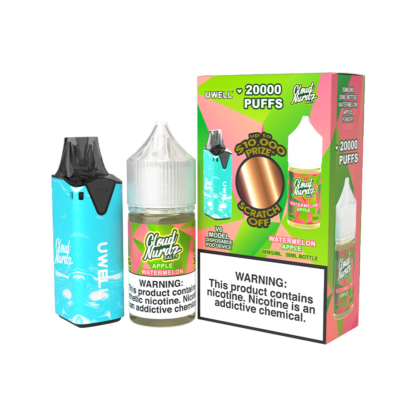 Uwell (Collab Bundle) V6 (Kit PS) + Cloud Nurdz (LIQ Salt)(30mL)  -  Qty per pack 1 Color: Blue - Flavor: Watermelon Apple 50mg