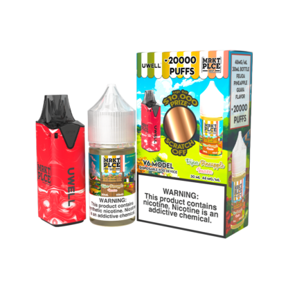 Uwell (Collab Bundle) V6 (Kit PS) + MRKT PLCE (LIQ Salt)(30mL)  -  Qty per pack 1 Color: Red - Flavor: Feijoa Pineapple Guava 48mg