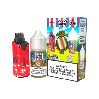 Uwell (Collab Bundle) V6 (Kit PS) + MRKT PLCE (LIQ Salt)(30mL)  -  Qty per pack 1 Color: Red - Flavor: Forbidden Berry 48mg