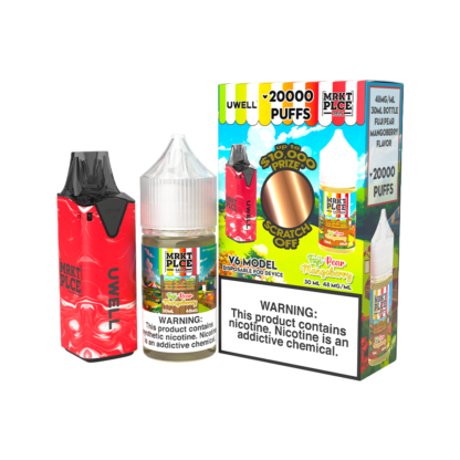 Uwell (Collab Bundle) V6 (Kit PS) + MRKT PLCE (LIQ Salt)(30mL)  -  Qty per pack 1 Color: Red - Flavor: Fuji Pear Mangoberry 48mg