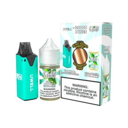 Uwell (Collab Bundle) V6 (Kit PS) + Mints (LIQ Salt)(30mL)  -  Qty per pack 1 Color: Cyan - Flavor: Cool Mint 50mg