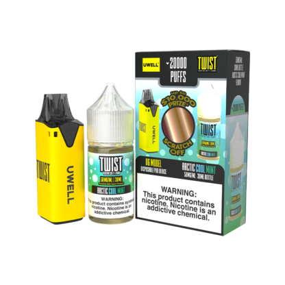 Uwell (Collab Bundle) V6 (Kit PS) + Twist (LIQ Salt)(30mL)  -  Qty per pack 1 Color: Yellow - Flavor: Arctic Cool Mint 50mg