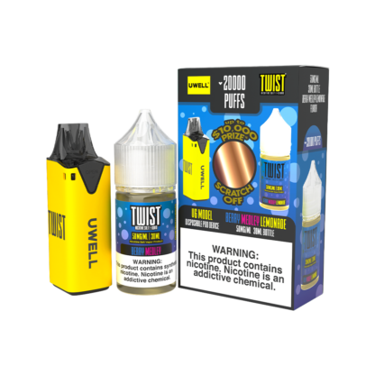 Uwell (Collab Bundle) V6 (Kit PS) + Twist (LIQ Salt)(30mL)  -  Qty per pack 1 Color: Yellow - Flavor: Berry Medley Lemonade 50mg