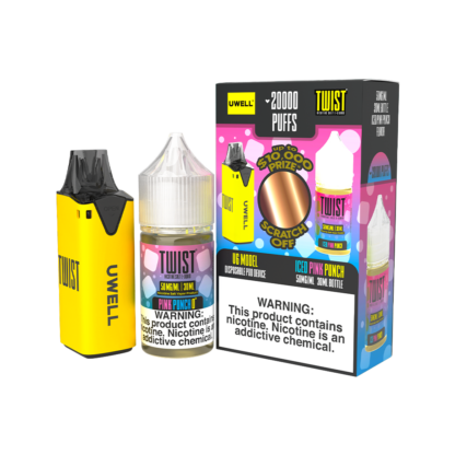 Uwell (Collab Bundle) V6 (Kit PS) + Twist (LIQ Salt)(30mL)  -  Qty per pack 1 Color: Yellow - Flavor: Iced Pink Punch 50mg