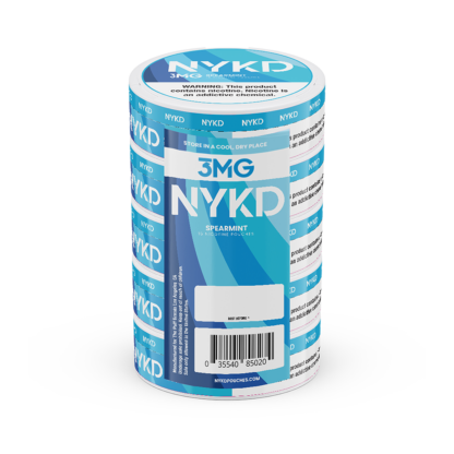 NYKD Pouches (DSPLY 5pc)(Nic Pouch)(20ct Can)  -  Qty per pack 1 Spearmint 03mg (SAS)