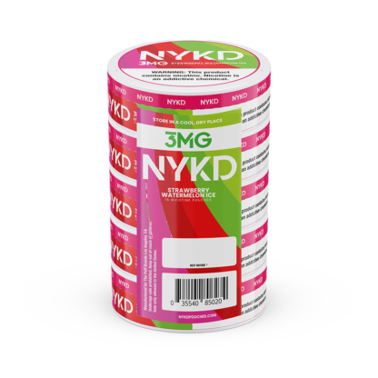 NYKD Pouches (DSPLY 5pc)(Nic Pouch)(20ct Can)  -  Qty per pack 1 Strawberry Watermelon Ice 03mg (SAS)