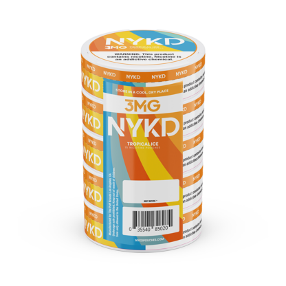 NYKD Pouches (DSPLY 5pc)(Nic Pouch)(20ct Can)  -  Qty per pack 1 Tropical Ice 03mg (SAS)