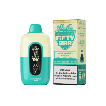 Fifty Bar 20K (Dispo) (20000Puff)(16mL) Hidden Hills Edt  -  Qty per pack 5 Honeyberry Cream 50mg