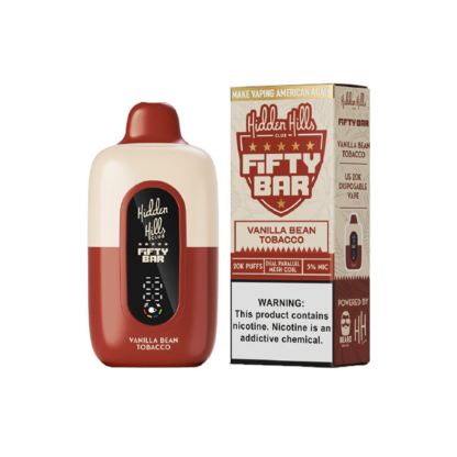 Fifty Bar 20K (Dispo) (20000Puff)(16mL) Hidden Hills Edt  -  Qty per pack 5 Vanilla Bean Tobacco 50mg