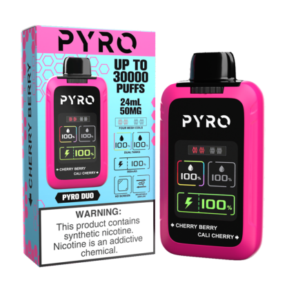 Pyro Duo (Dispo) (30000Puff)(24mL)  -  Qty per pack 5 Cherry Berry/Cali Cherrry 50mg