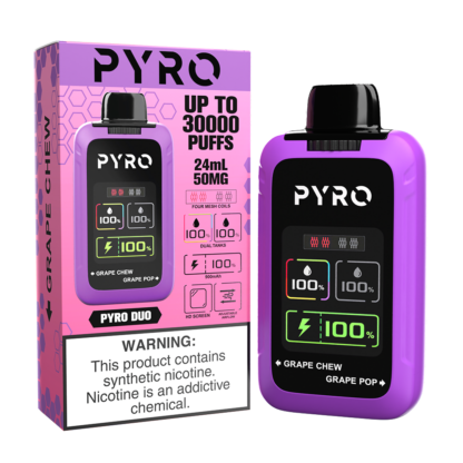 Pyro Duo (Dispo) (30000Puff)(24mL)  -  Qty per pack 5 Grape Chew/Grape Pop 50mg