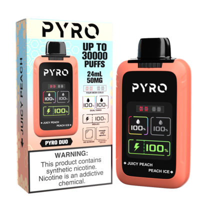 Pyro Duo (Dispo) (30000Puff)(24mL)  -  Qty per pack 5 Juicy Peach/Peach Ice 50mg