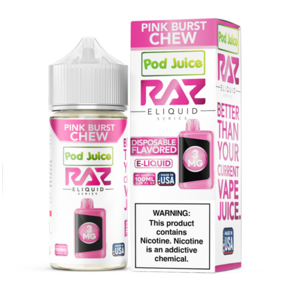 Pod Juice x RAZ (LIQ FB)(100mL) TFN  -  Qty per pack 1 Pink Burst Chew 00mg