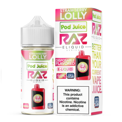 Pod Juice x RAZ (LIQ FB)(100mL) TFN  -  Qty per pack 1 Strawberry Lolly 00mg