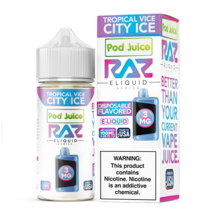 Pod Juice x RAZ (LIQ FB)(100mL) TFN  -  Qty per pack 1 Tropical Vice City Ice 00mg